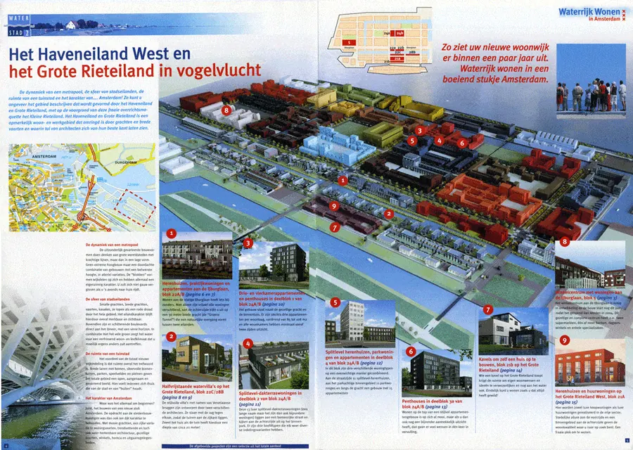 Spread uit een projectbrochure voor woningbouw