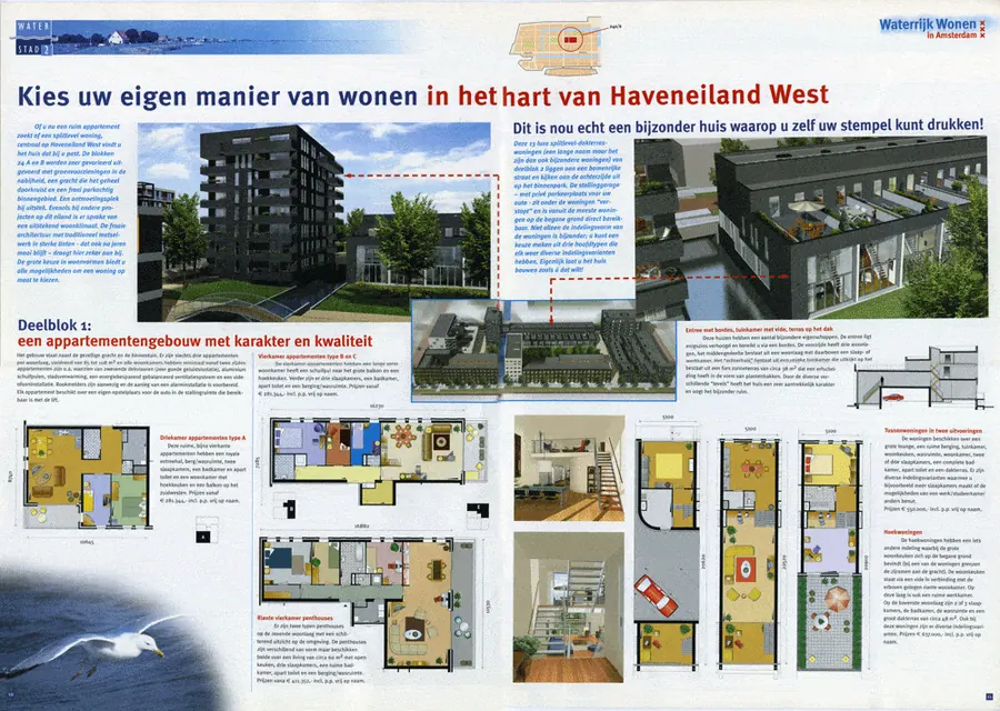 Spread uit een projectbrochure voor woningbouw
