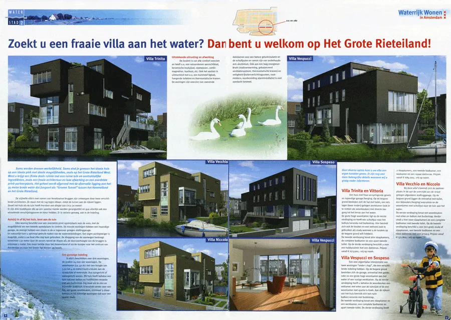 Spread uit een projectbrochure voor woningbouw