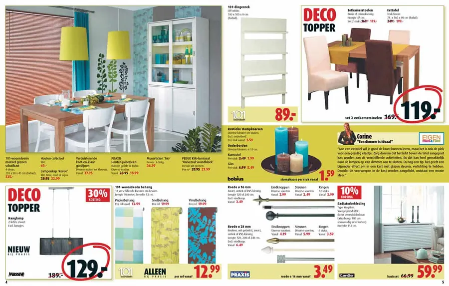 Spread uit Praxis folder met woonaccessoires