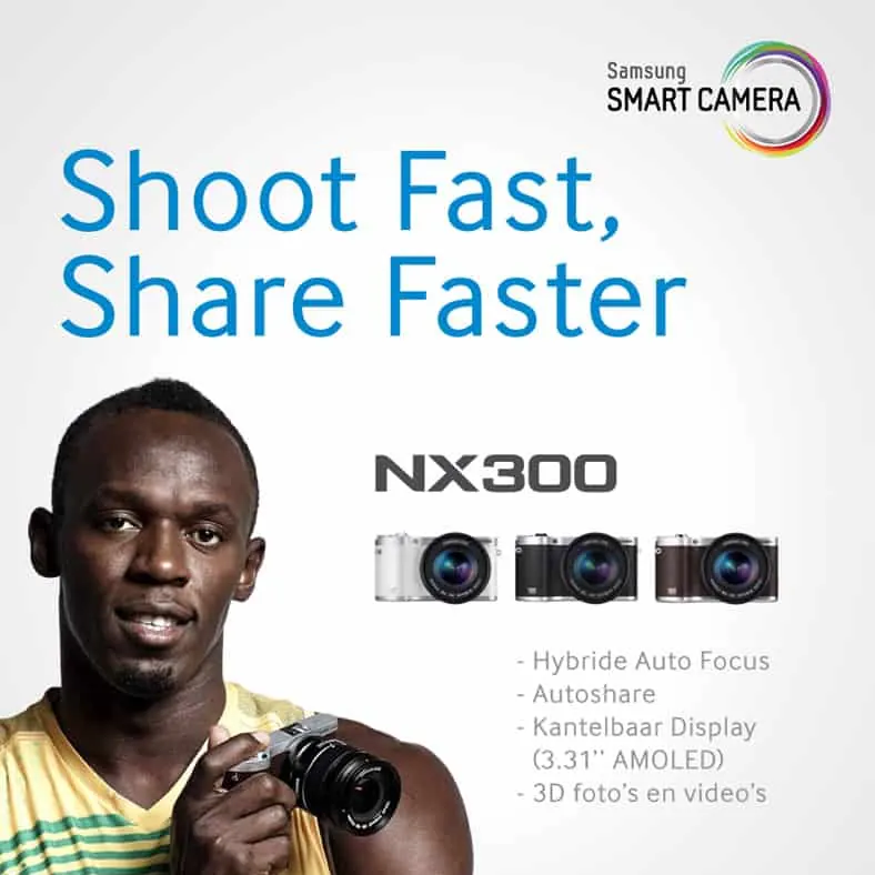 Samsung Smart Camera poster met Usain Bolt
