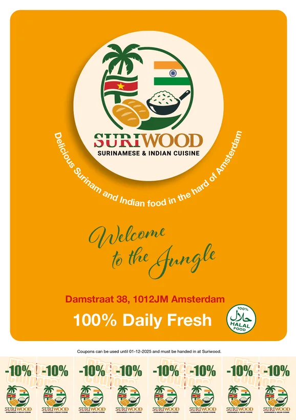 Voorkant flyer Suriwood met logo en Welcome to the Jungle