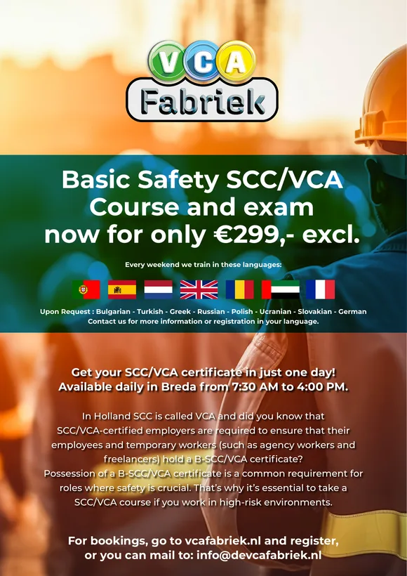 Voorkant flyer VCA Fabriek, Basic Safety SCC/VCA