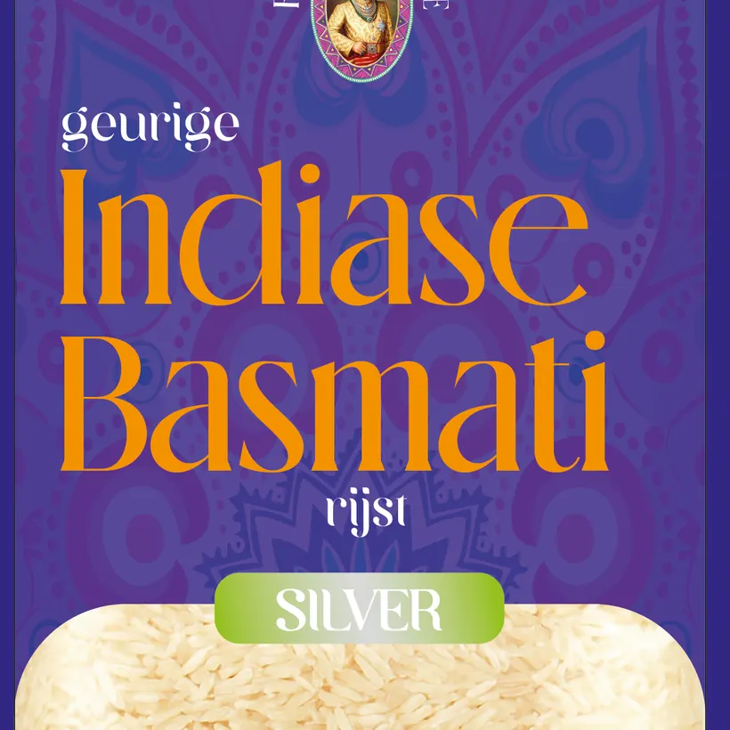 Voorkant verpakking Indiase Basmati rijst Silver