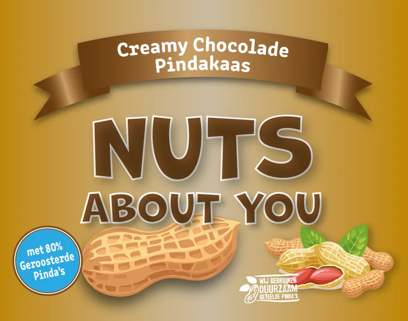 Etiket Nuts about You creamy chocolade pindakaas