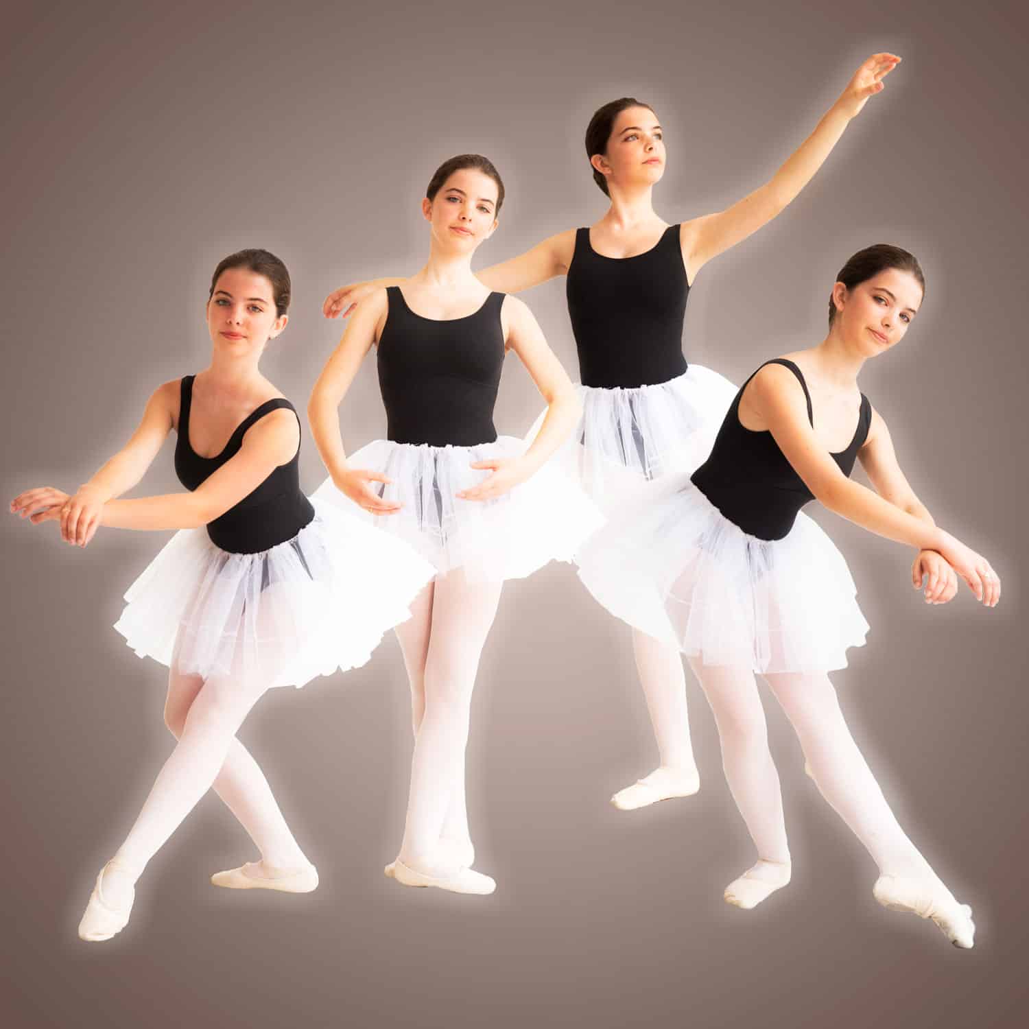 Compositie van een balletmeisje in verschillende poses.