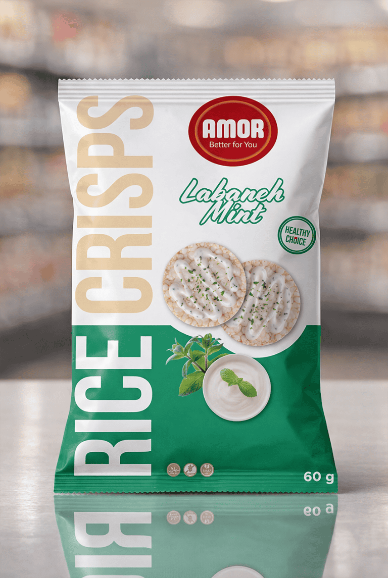 Ai gegenereerd beeld van een snack bag Rice Crisps Lebaneh Mint